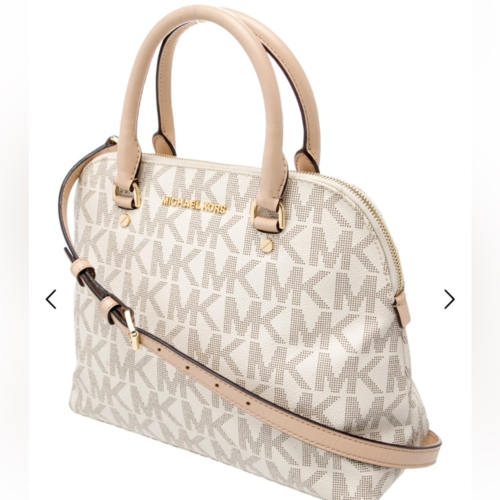 Michael Kors Cream and Tan Satchel